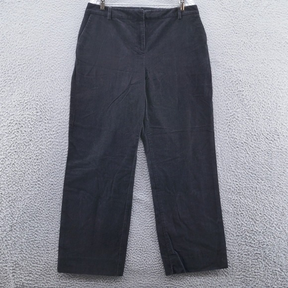 Jones New York Womens Straight Leg Corduroy Pants 16‎ Black High Rise - Picture 1 of 12
